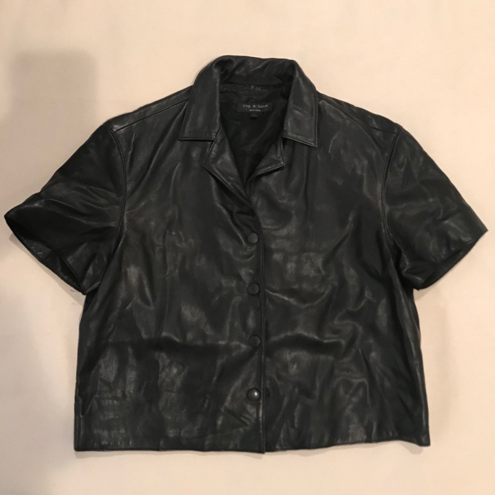 Leather rag and bone crop shirt